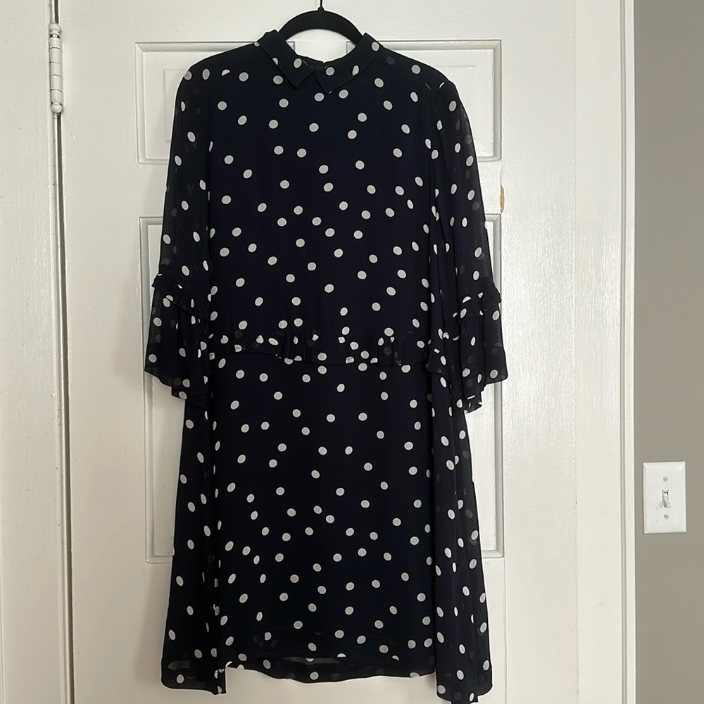 Ganni Polka Dot Mini Dress with 3/4 Sleeve size 10 (Ganni size 40)